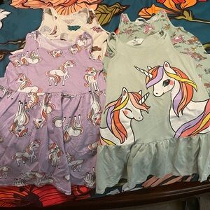 Lot of 4 Unicorn /butterfly Print Girls' Dresses size 6x /7